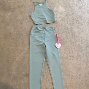 Loveshackfancy collab with Beach Riot Athletic top and leggings